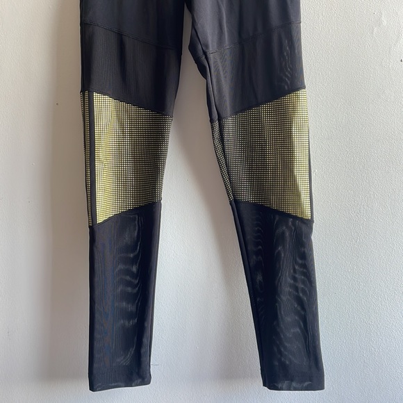 Adidas Leggings Medium Gold Black - Picture 2 of 9